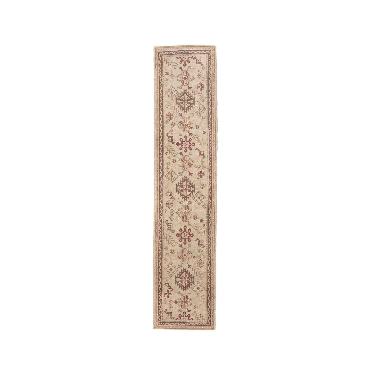 Oriental Rug Anatolian Handwoven Wool On Wool 81 x 370 Cm - 2' 8'' x 12' 2'' Pink C004 ER12