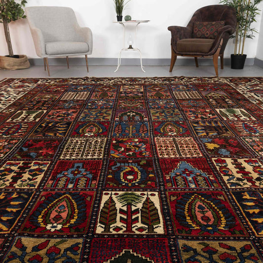 Oriental Rug Bahtiyari Handwoven Wool On Cotton 325 x 450 Cm - 10' 8'' x 14' 10'' Red C014 ER34