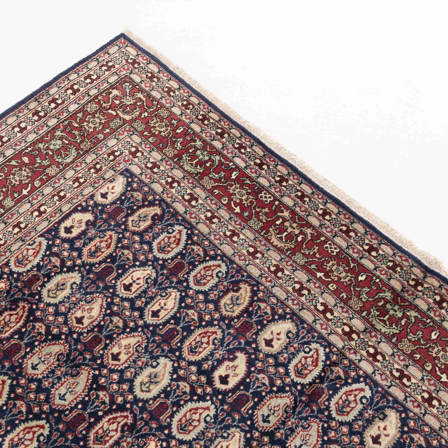 Oriental Rug Hereke Hand Knotted Wool On Cotton 195 X 288 Cm - 6' 5'' X 9' 6'' Navy Blue C012 ER12