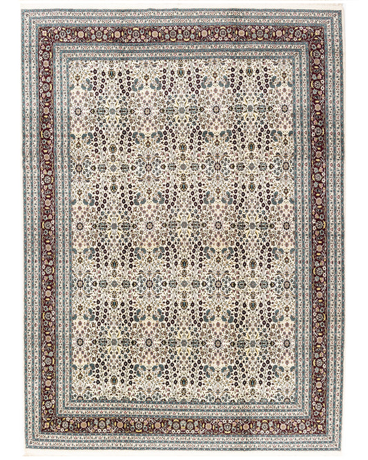 Oriental Rug Hereke Hand Knotted Wool On Cotton 296 X 408 Cm - 9' 9'' X 13' 5'' Green C015 ER34
