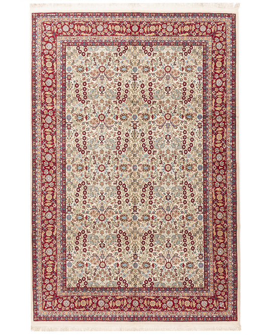 Oriental Rug Hereke Hand Knotted Wool On Cotton - X 301 Cm - 6' 9'' X 9' 11'' Red C014 ER23