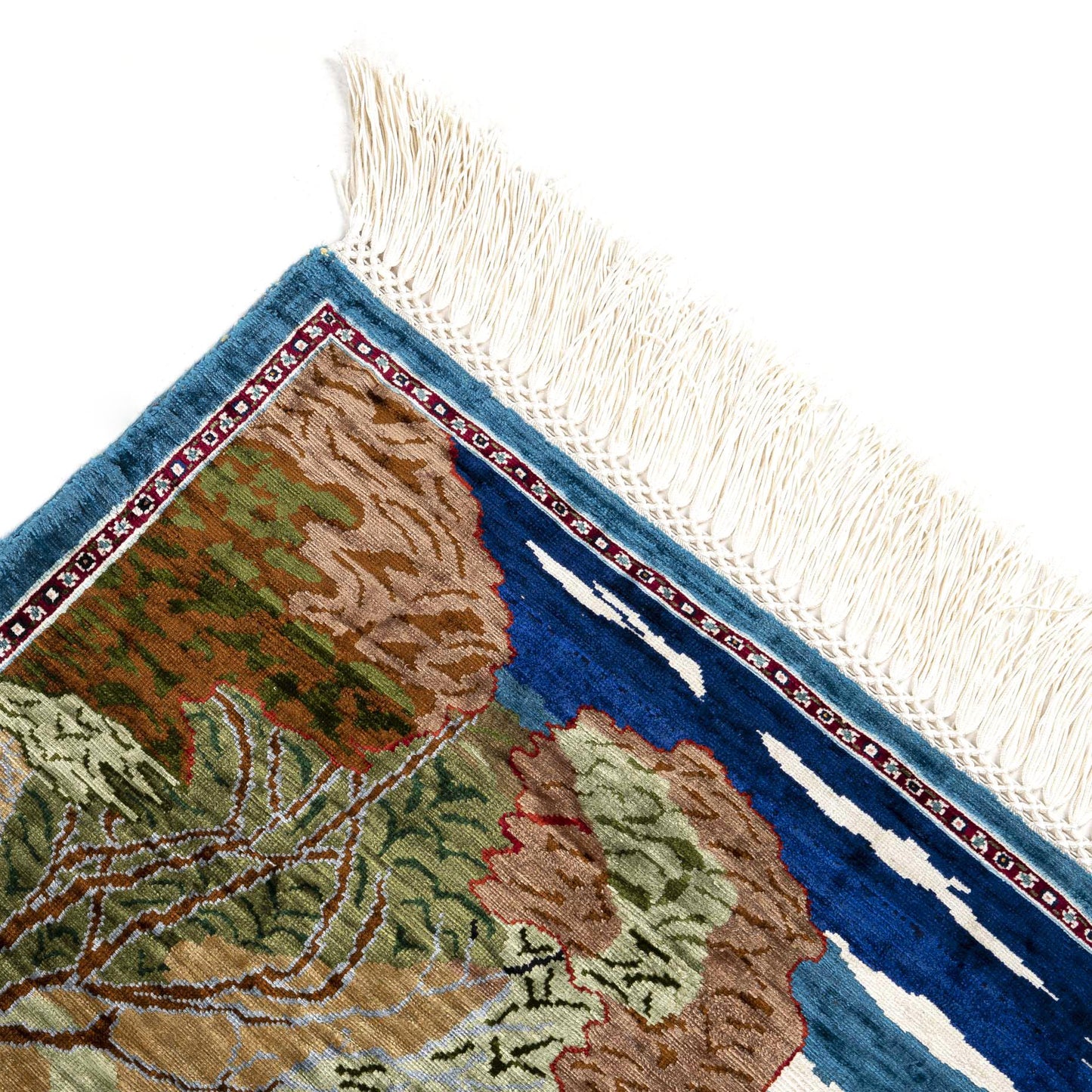 Oriental Rug Hereke Handmade Pure Silk - 50 X 94 Cm - 1' 8'' X 3' 2'' Navy Blue C012 ER01