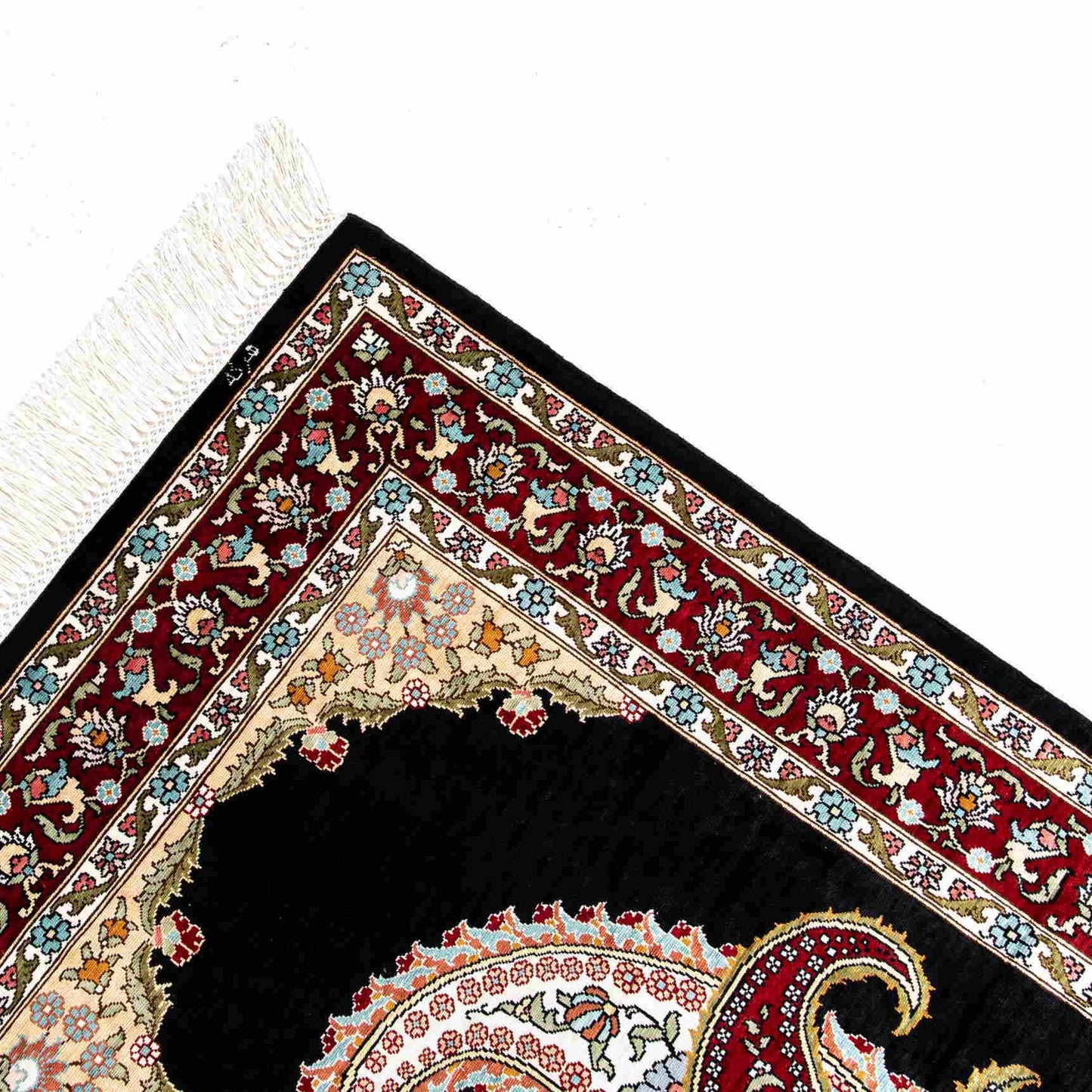 Oriental Rug Hereke Handmade Pure Silk - 64 X 101 Cm - 2' 2'' X 3' 4'' Black C002 ER01