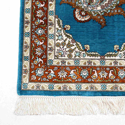 Oriental Rug Hereke Handmade Pure Silk - 64 X 105 Cm - 2' 2'' X 3' 6'' Turquosie C019 ER01