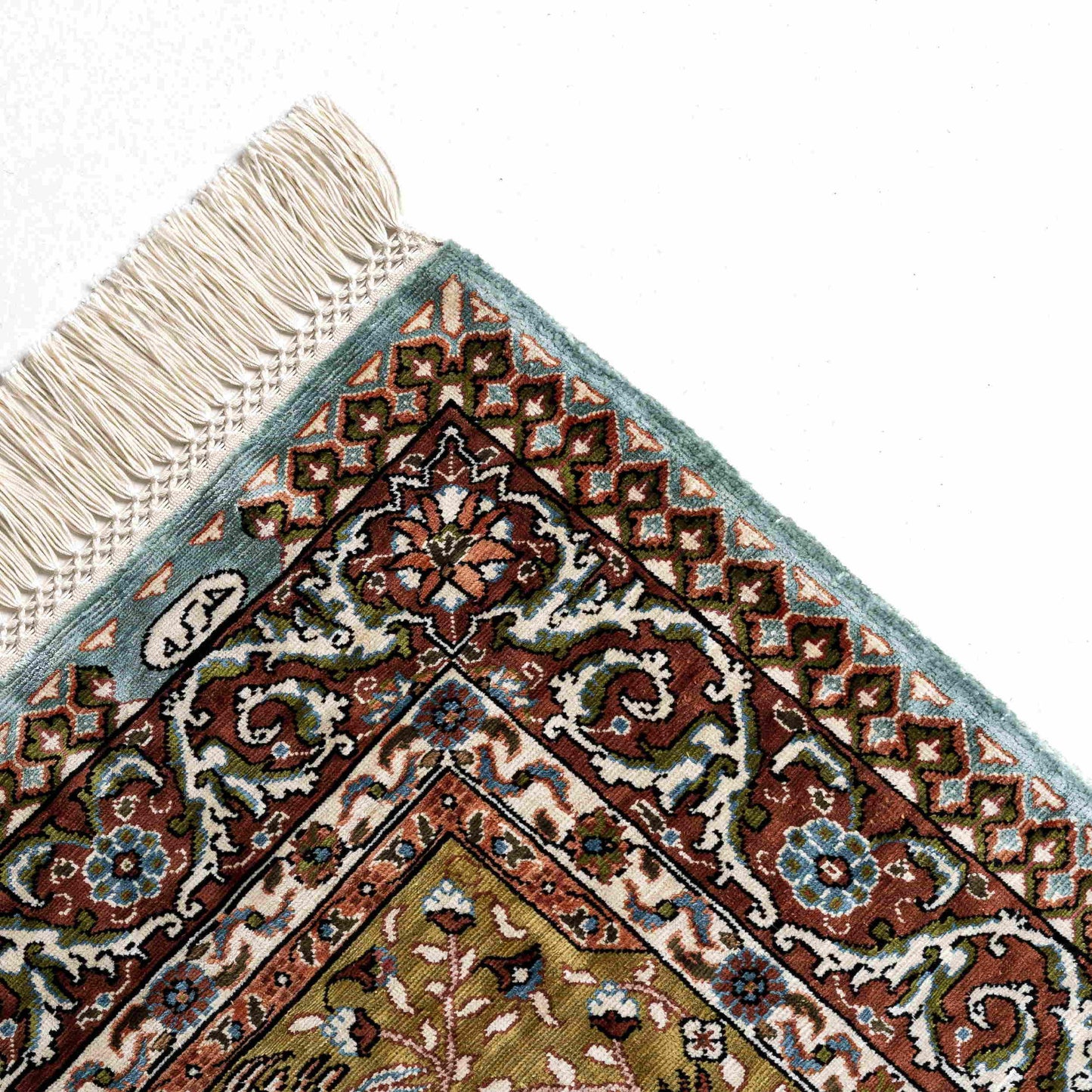 Oriental Rug Hereke Handmade Pure Silk - 72 X 98 Cm - 2' 5'' X 3' 3'' Green C015 ER01