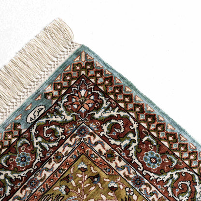 Oriental Rug Hereke Handmade Pure Silk - 72 X 98 Cm - 2' 5'' X 3' 3'' Green C015 ER01