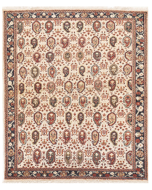 Oriental Rug Hereke Handmade Wool On Cotton 102 X 117 Cm - 3' 5'' X 3' 11'' Sand C007 ER01