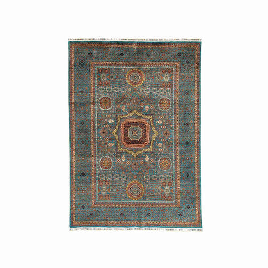 Oriental Rug Mamluk Hand Knotted Wool On Cotton 172 X 247 Cm - 5' 8'' X 8' 2" Green C015