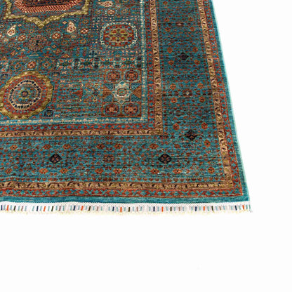 Oriental Rug Mamluk Hand Knotted Wool On Cotton 172 X 247 Cm - 5' 8'' X 8' 2" Green C015
