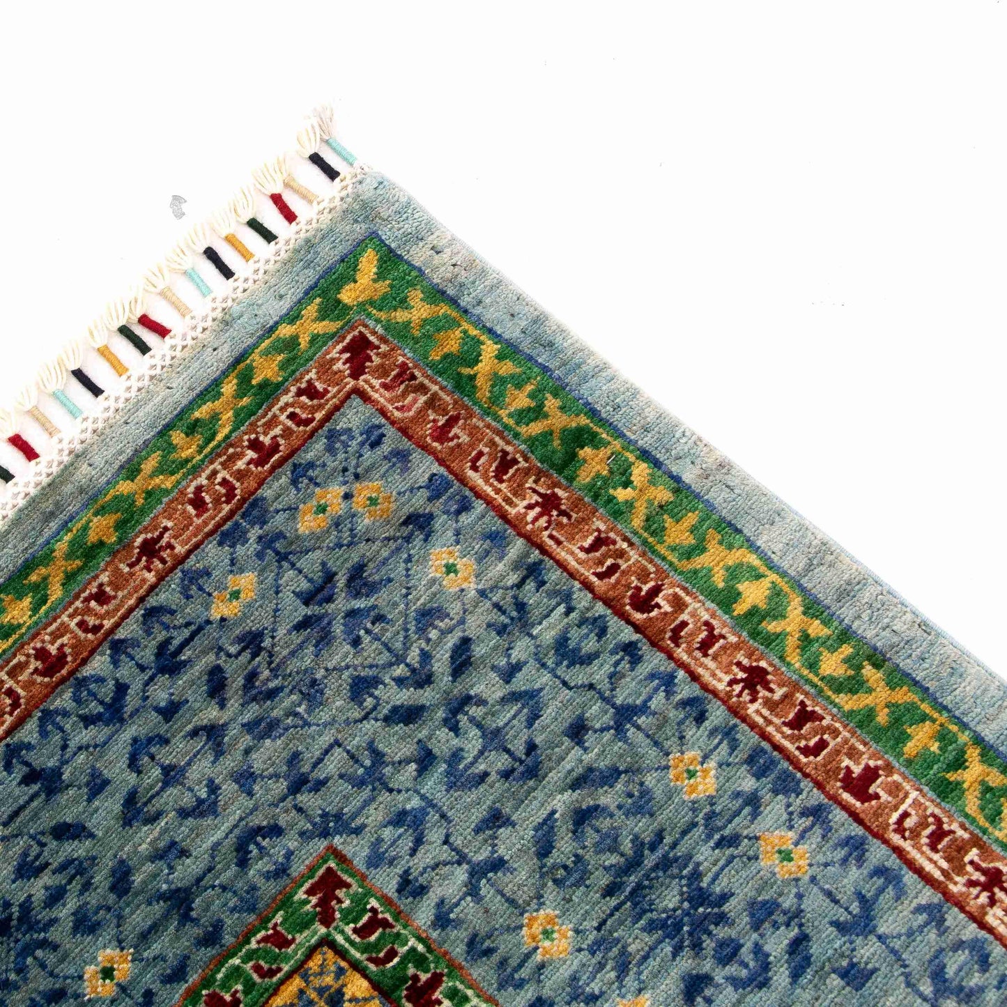 Oriental Rug Mamluk Hand Knotted Wool On Cotton 173 X 220 Cm - 5' 8'' X 7' 3'' Blue C010