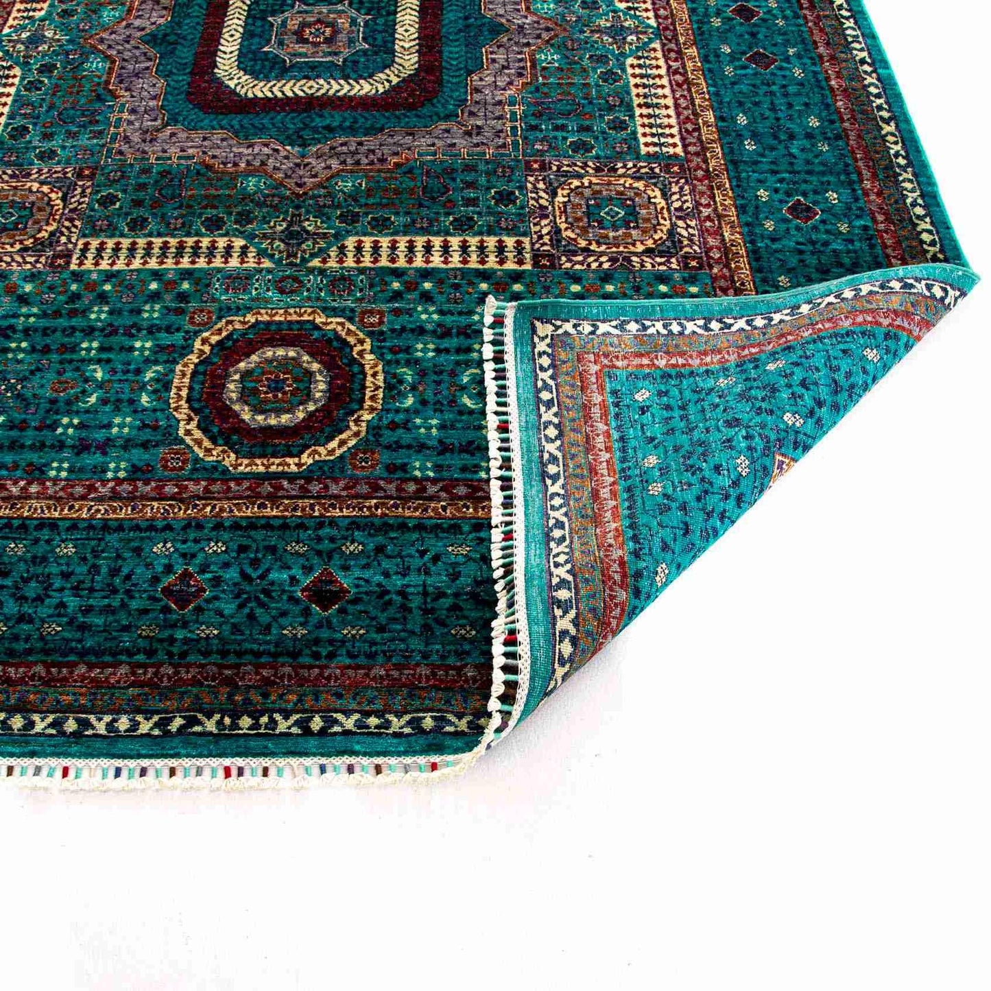 Oriental Rug Mamluk Hand Knotted Wool On Cotton 175 X 247 Cm - 5' 9'' X 8' 2" Green C003