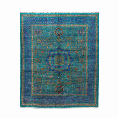 Oriental Rug Mamluk Hand Knotted Wool On Cotton 252 X 301 Cm - 8' 3'' X 9' 11" Green C003