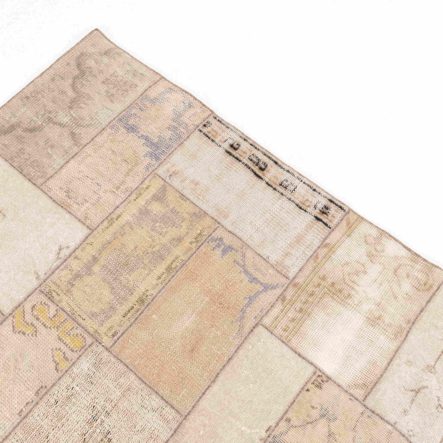 Alfombra oriental de patchwork anudada a mano de lana sobre algodón 128 x 195 cm - 4' 3'' x 6' 5'' Arena C007 ER01