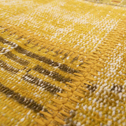 Oriental Rug Patchwork Hand Knotted Wool On Cotton 198 x 300 Cm - 6' 6'' x 9' 11'' Yellow C006 ER23
