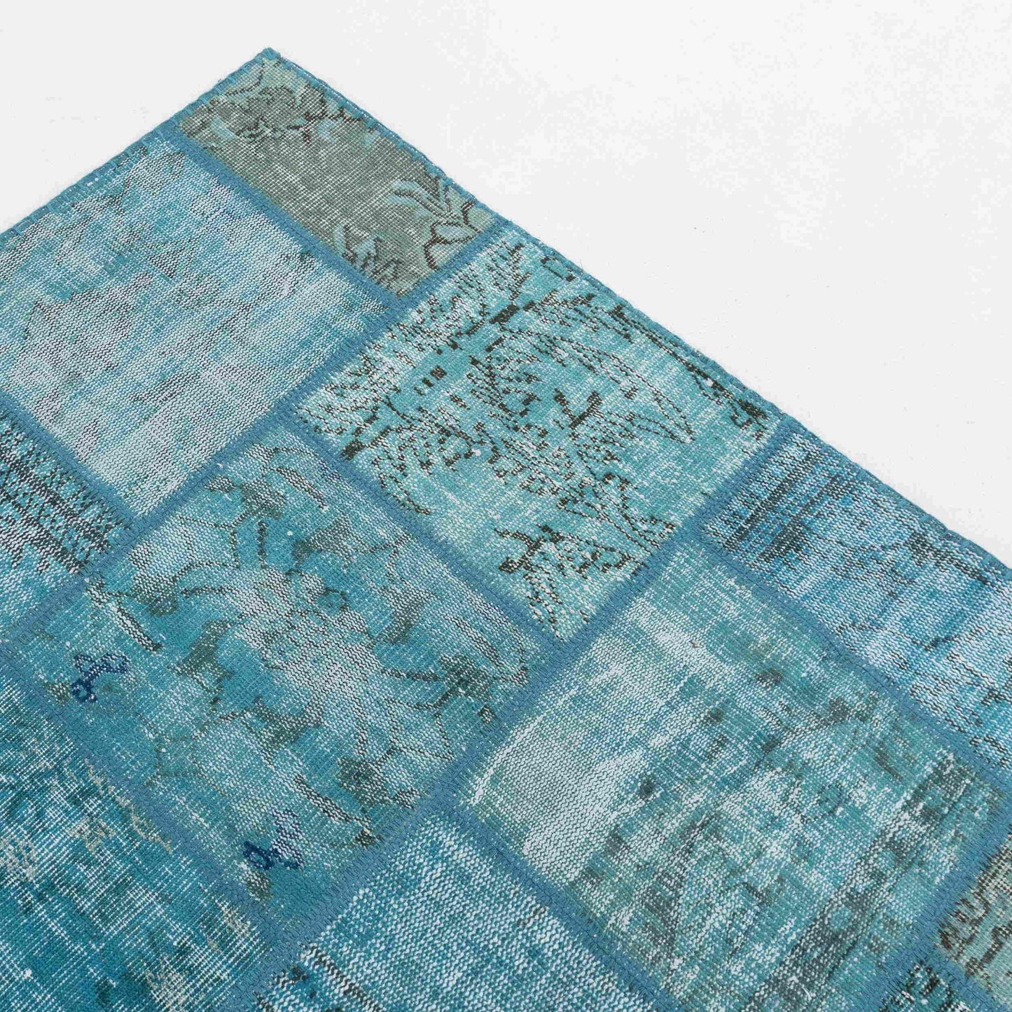 Oriental Rug Patchwork Hand Knotted Wool On Cotton 200 x 300 Cm - 6' 7'' x 9' 11'' Green C015 ER23