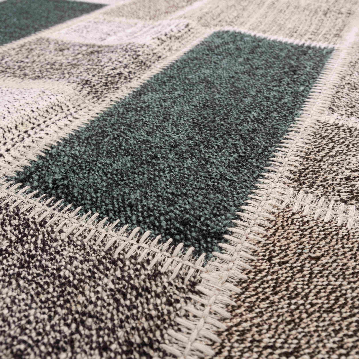 Oriental Rug Patchwork Hand Knotted Wool On Cotton 213 x 295 Cm - 7' x 9' 9'' Grey C008 ER23