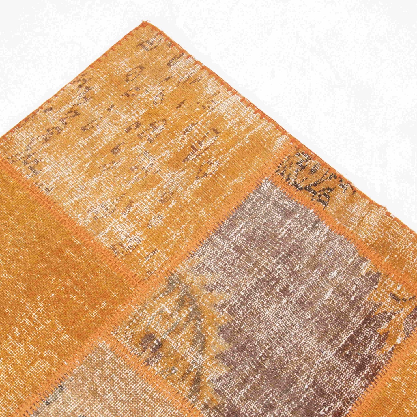 Oriental Rug Patchwork Hand Knotted Wool On Wool 119 x 184 Cm - 3' 11'' x S6' 1'' Orange C011 ER01