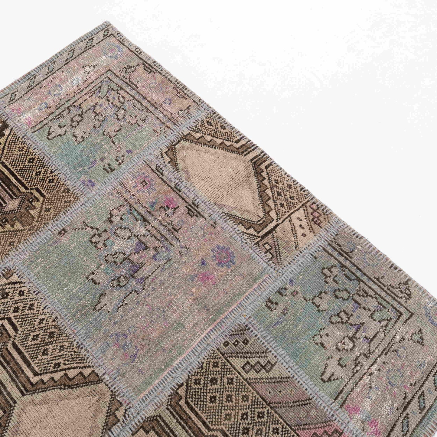 Alfombra oriental patchwork anudada a mano lana sobre lana 147 x 207 cm - 4' 10'' x 6' 10'' Multicolor C016 ER12