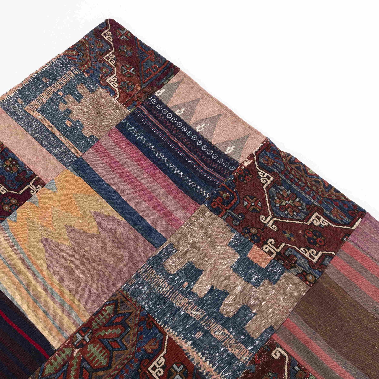 Alfombra oriental patchwork anudada a mano lana sobre lana 150 x 188 cm - 5' x 6' 3'' Multicolor C016 ER12