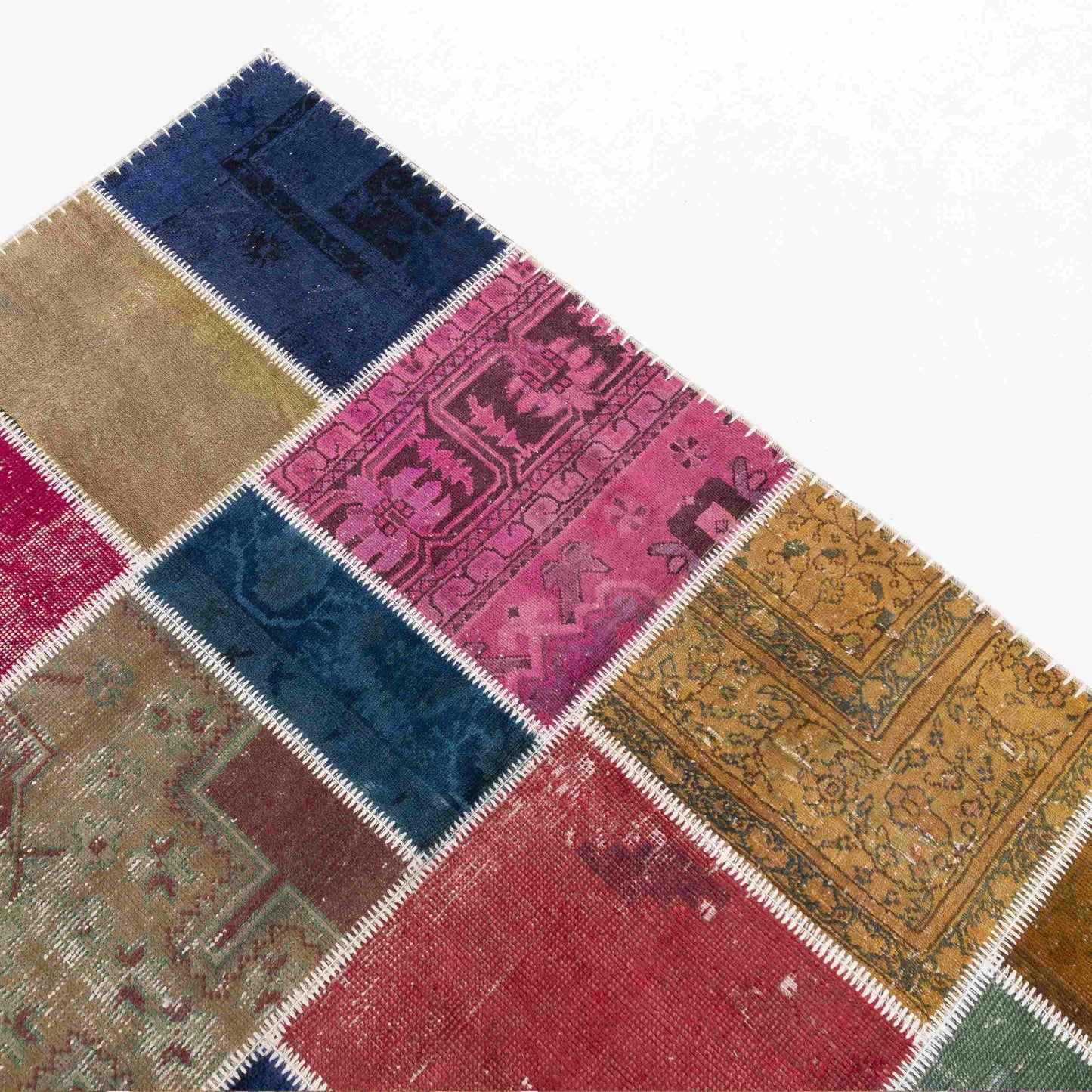 Alfombra oriental patchwork anudada a mano lana sobre lana 168 x 223 cm - 5' 7'' x 7' 4'' Multicolor C016 ER12