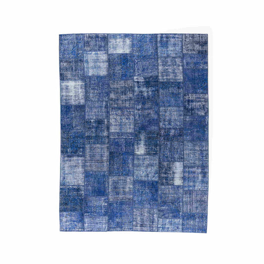 Oriental Rug Patchwork Hand Knotted Wool On Wool 296 x 395 Cm - 9' 9'' x 13' Navy Blue C012 ER34