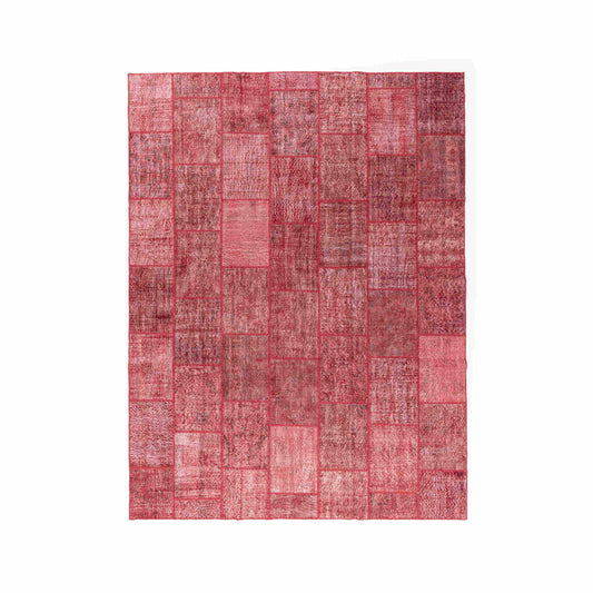 Oriental Rug Patchwork Hand Knotted Wool On Wool 300 x 401 Cm - 9' 11'' x 13' 2'' Red C014 ER34