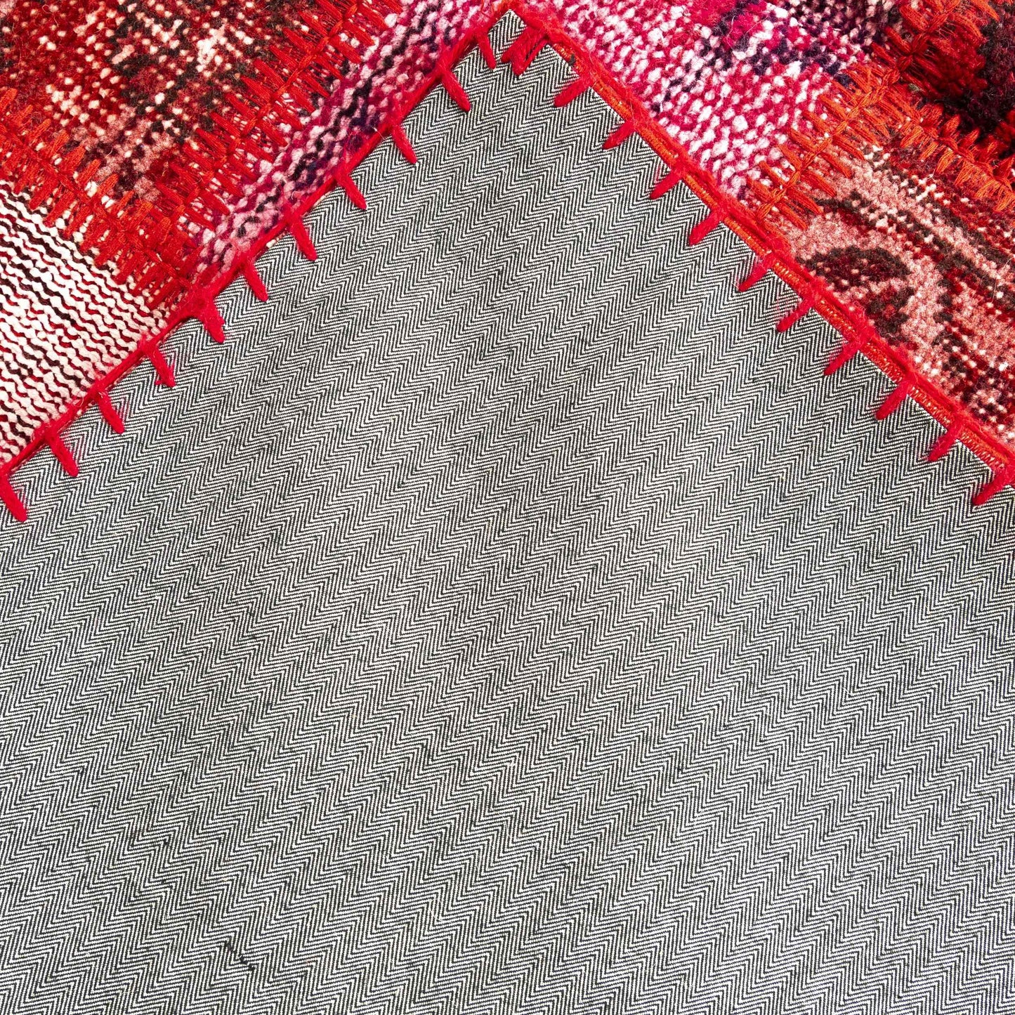 Oriental Rug Patchwork Hand Knotted Wool On Wool 79 x 119 Cm - 2' 8'' x 3' 11'' Red C014 ER01