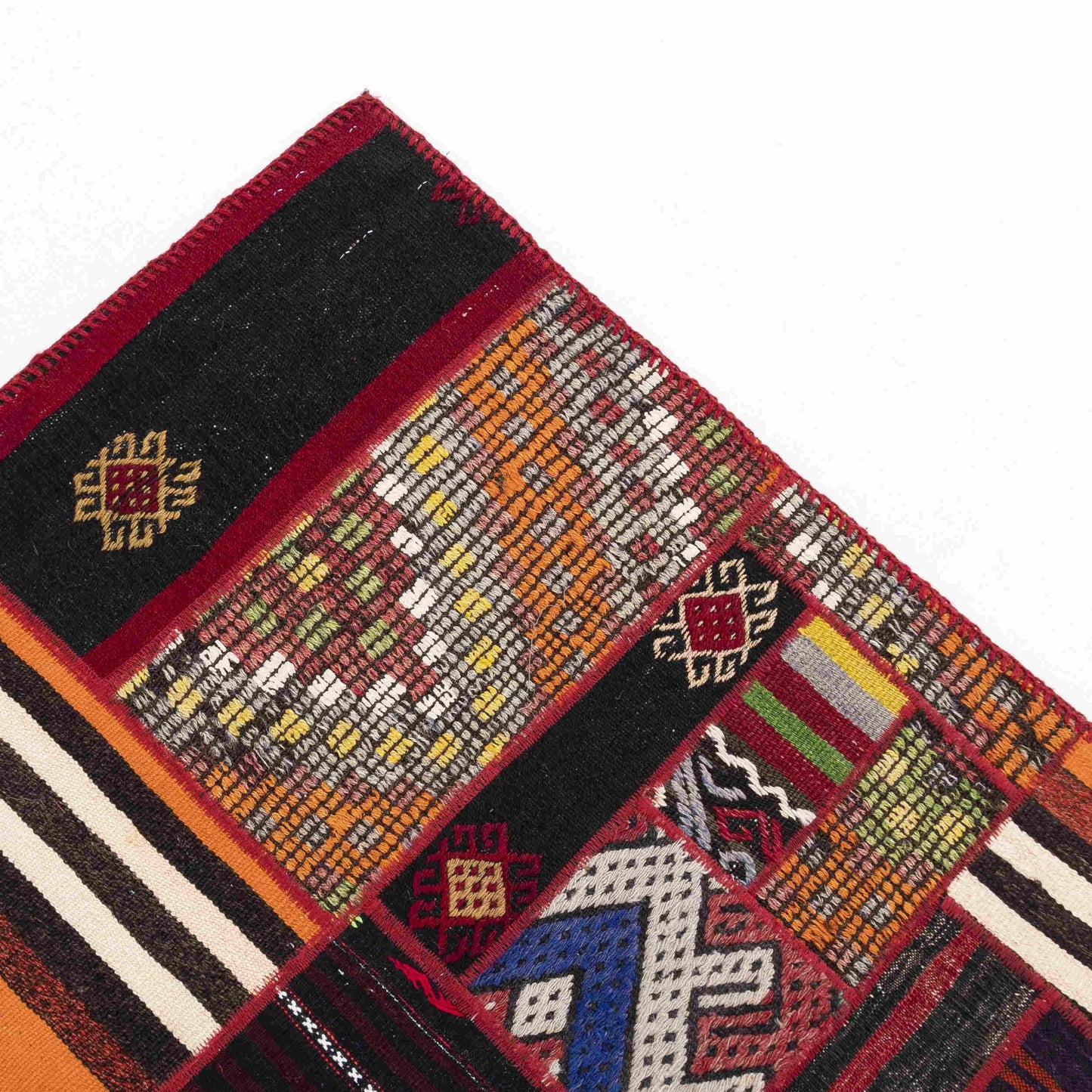 Oriental Rug Patchwork Hand Knotted Wool On Wool 94 x 298 Cm – 3' 2'' x 9' 10'' Multicolor C016 ER12