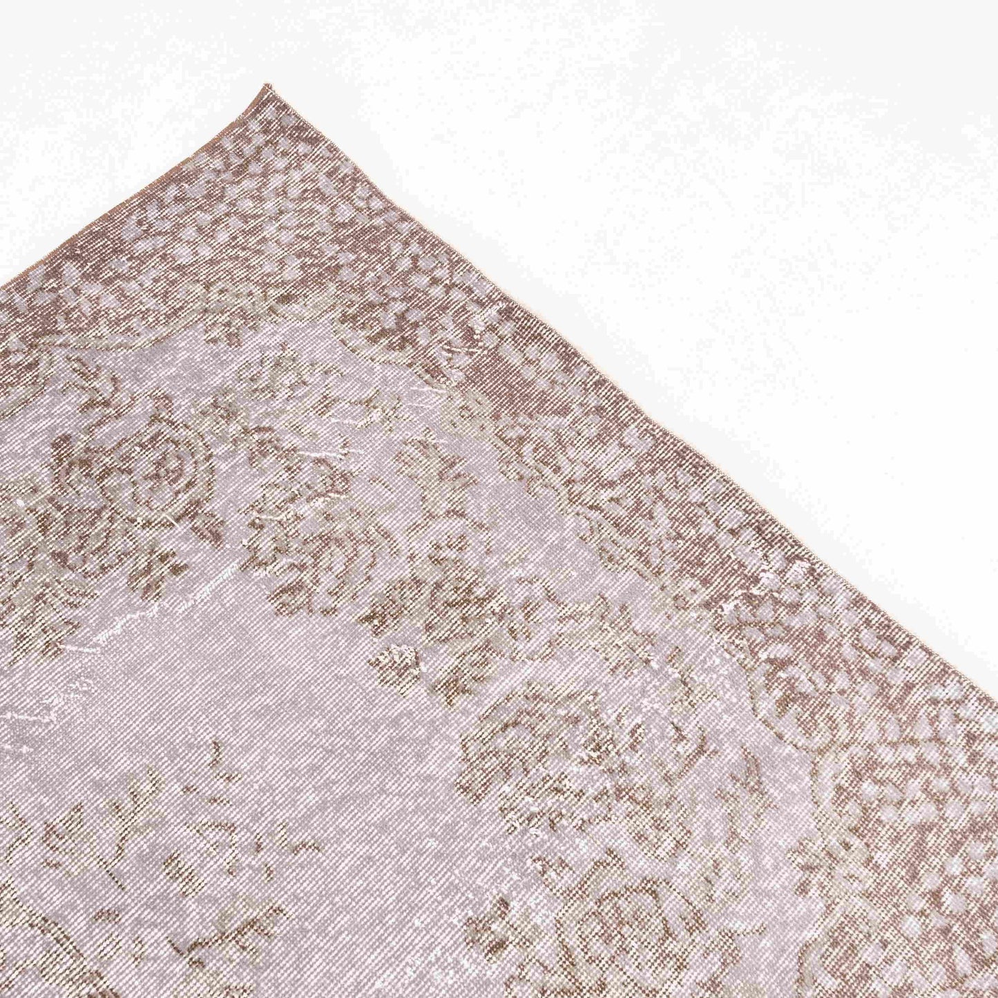 Oriental Rug Vintage Hand Knotted Wool On Cotton 125 x 228 Cm - 4' 2'' x 7' 6'' Pink C004 ER12