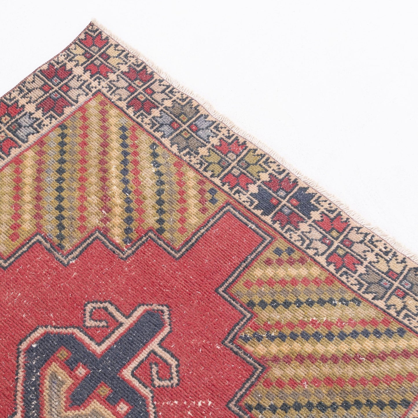 Oriental Rug Vintage Hand Knotted Wool On Cotton 125 X 263 Cm - 4' 2'' X 8' 8'' Red C014 ER12