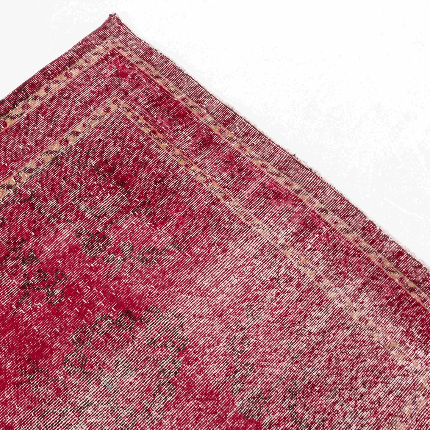 Oriental Rug Vintage Hand Knotted Wool On Cotton 136 x 245 Cm - 4' 6'' x 8' 1'' Red C014 ER12