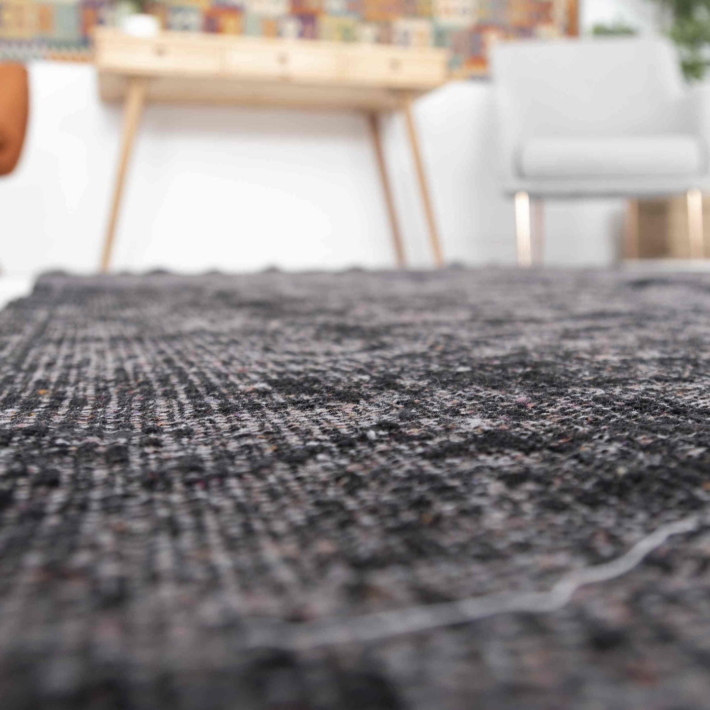 Oriental Rug Vintage Hand Knotted Wool On Cotton 139 x 289 Cm - 4' 7'' x 9' 6'' Grey C008 ER12