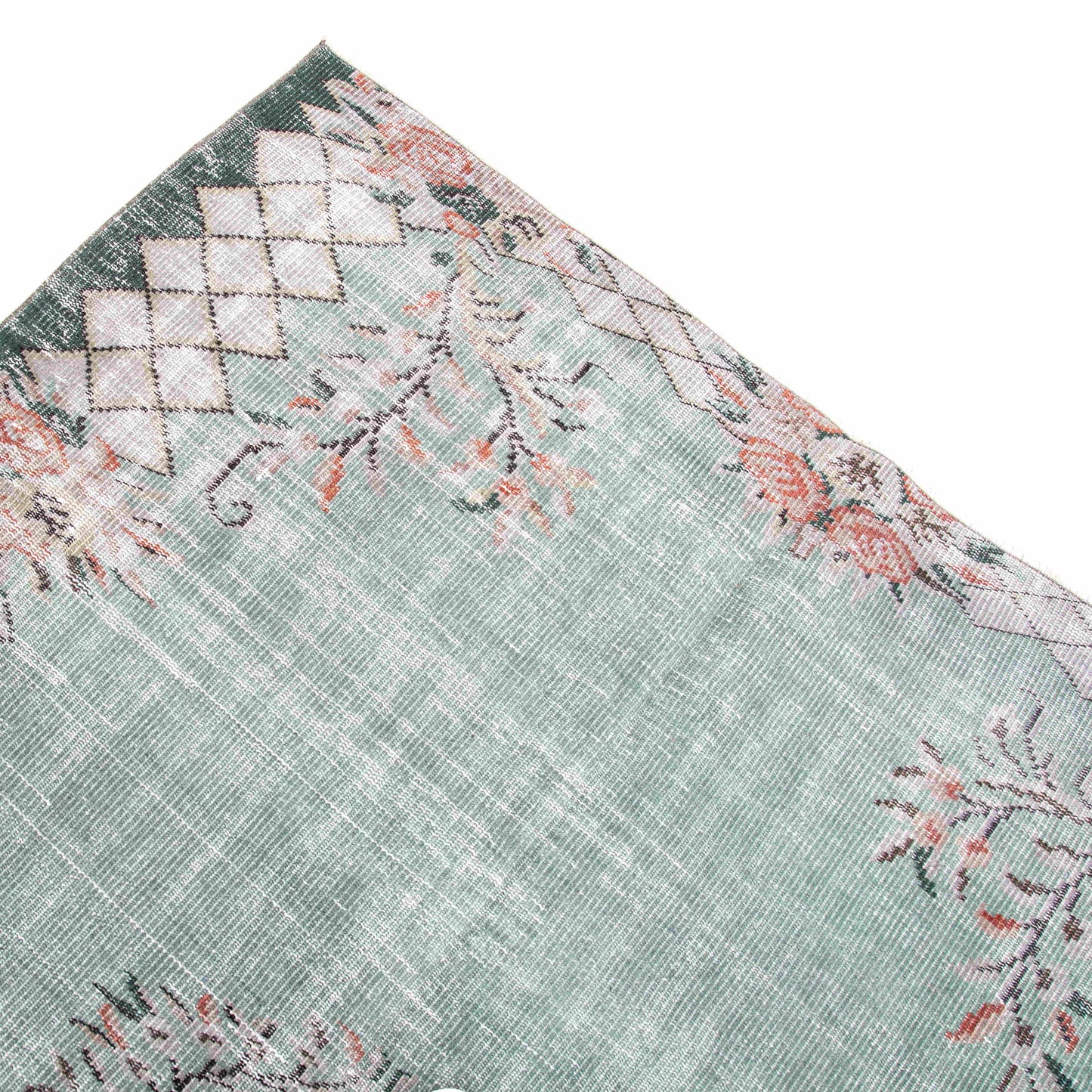 Oriental Rug Vintage Hand Knotted Wool On Cotton 152 x 252 Cm - 5' x 8' 4'' Green C015 ER12