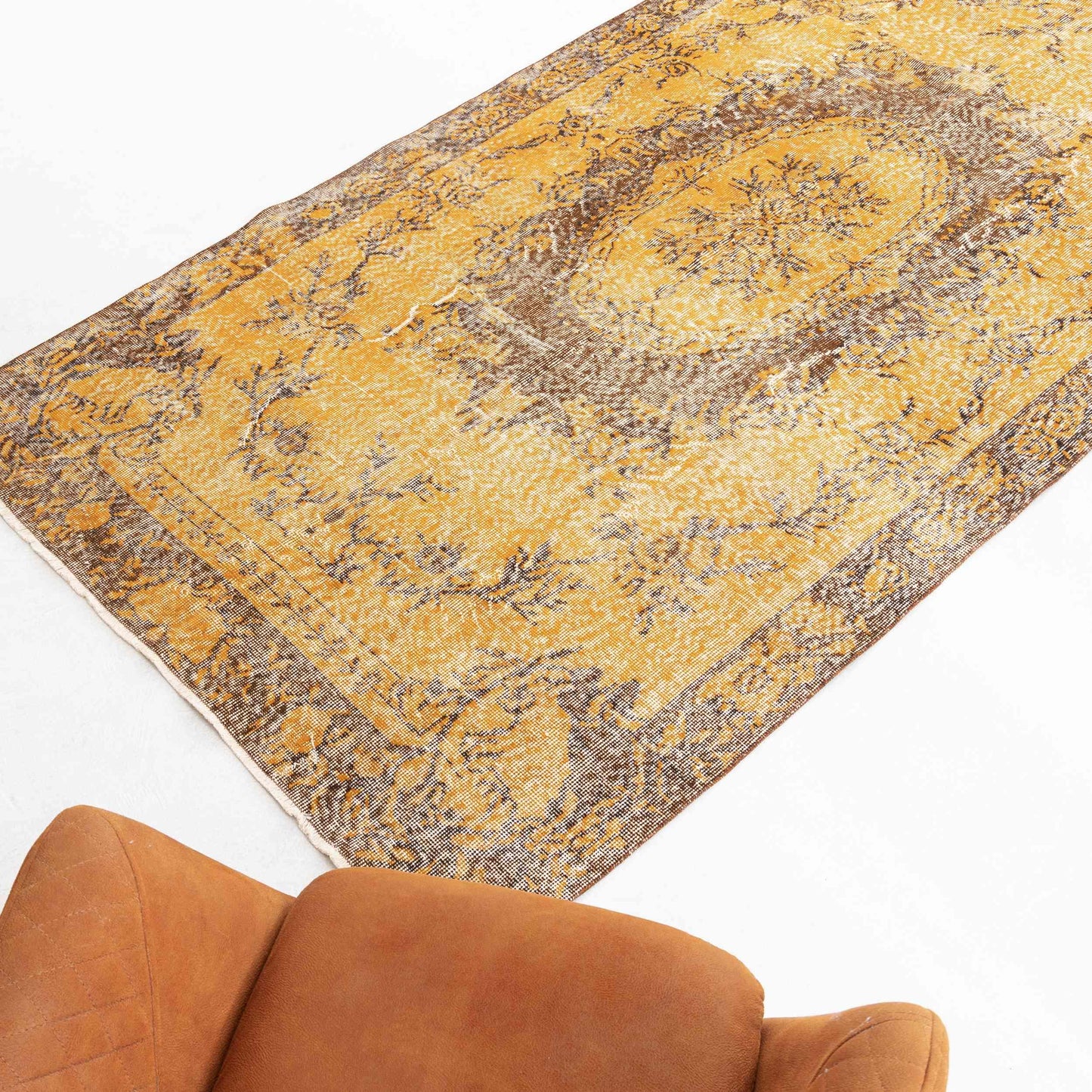 Oriental Rug Vintage Hand Knotted Wool On Cotton 152 x 267 Cm - 5' x 8' 10'' Orange C011 ER12