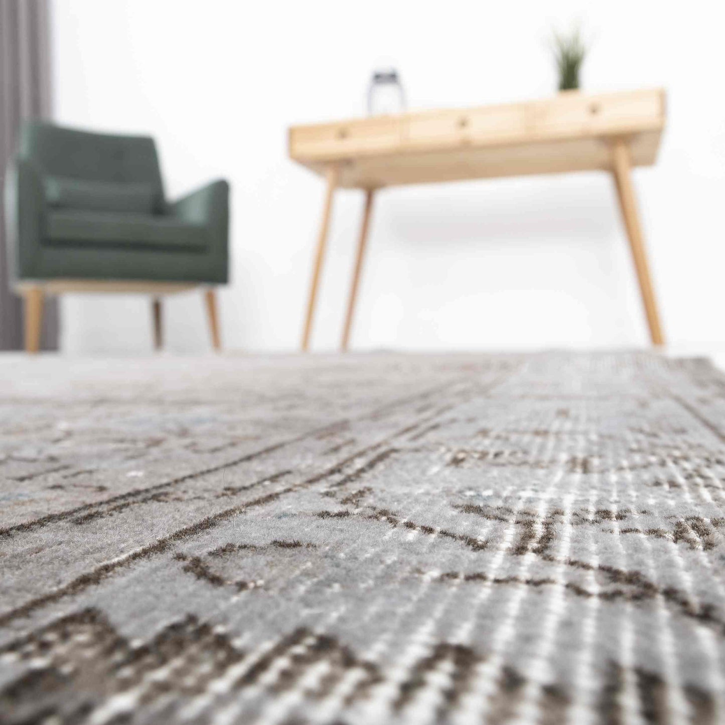 Oriental Rug Vintage Hand Knotted Wool On Cotton 155 x 240 Cm - 5' 2'' x 7' 11'' Grey C008 ER12