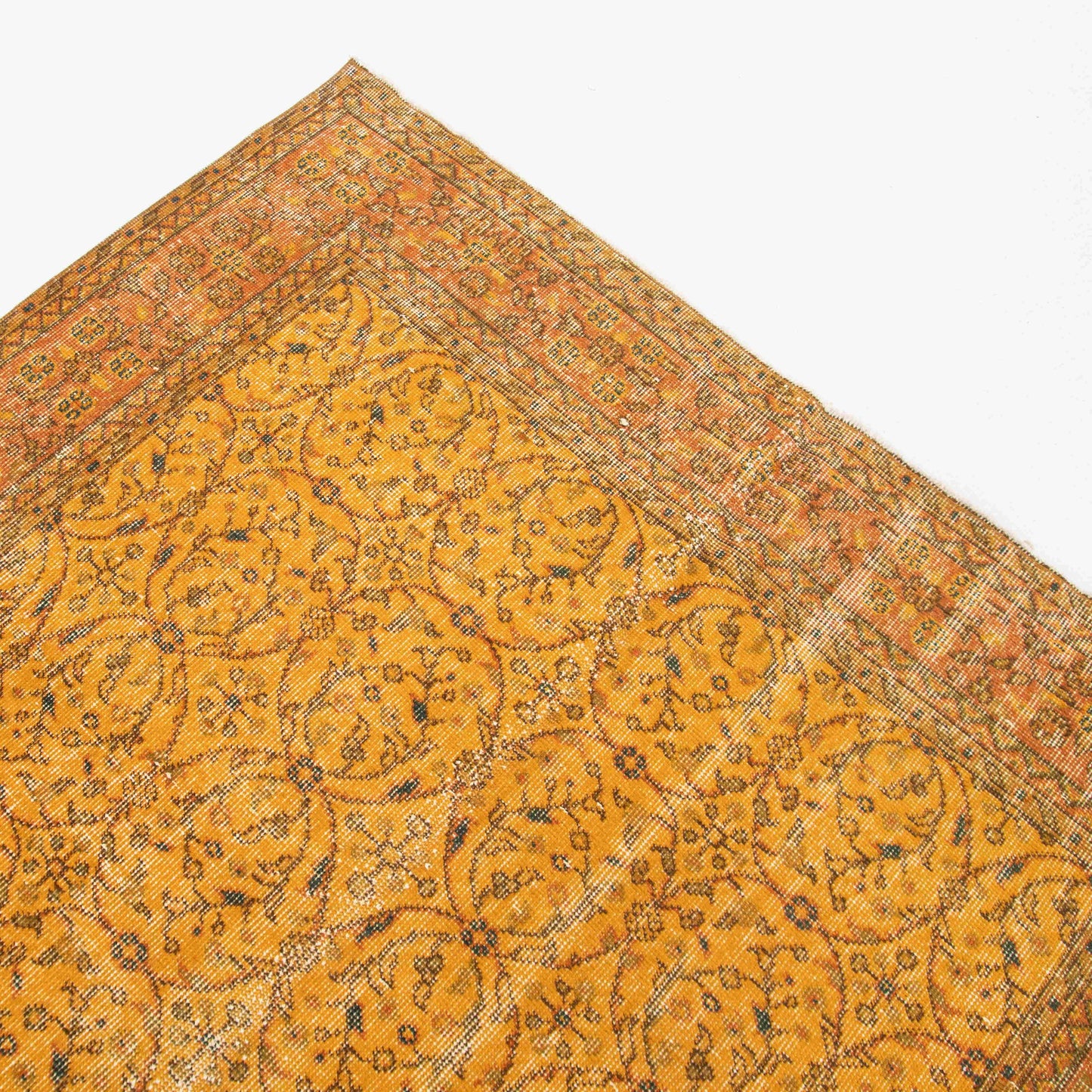 Oriental Rug Vintage Hand Knotted Wool On Cotton 156 x 266 Cm - 5' 2'' x 8' 9'' Orange C011 ER12