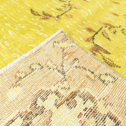 Oriental Rug Vintage Hand Knotted Wool On Cotton 157 x 255 Cm - 5' 2'' x 8' 5'' Yellow C006 ER12