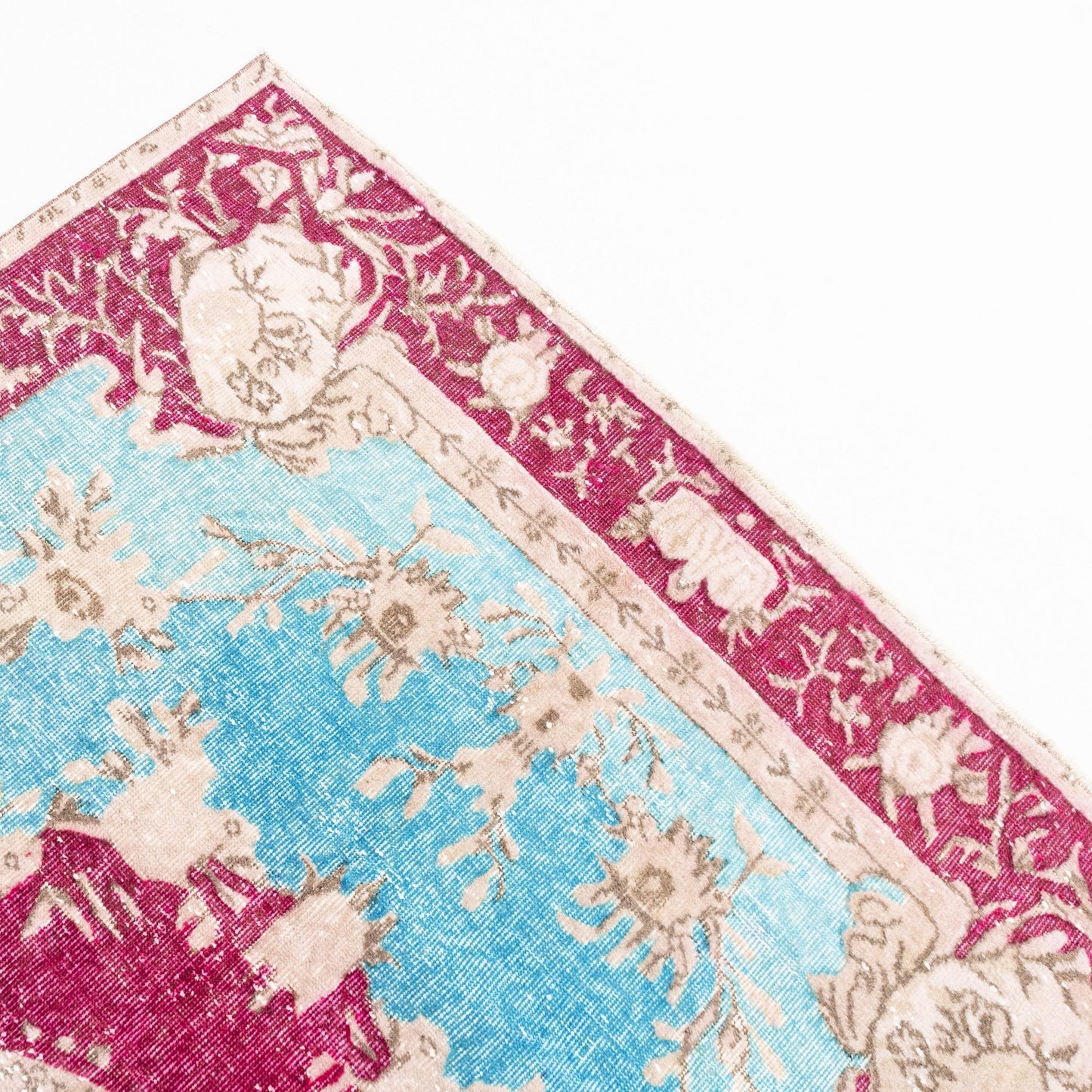 Oriental Rug Vintage Hand Knotted Wool On Cotton 157 x 266 Cm - 5' 2'' x 8' 9'' Blue C010 ER12