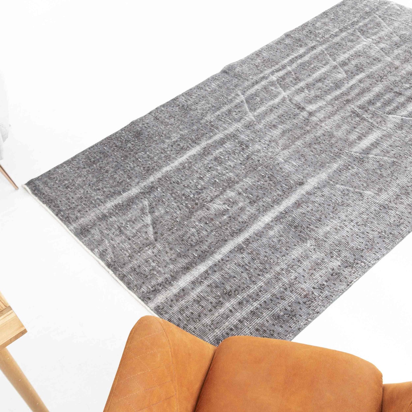 Oriental Rug Vintage Hand Knotted Wool On Cotton 157 x 268 Cm - 5' 2'' x 8' 10'' Grey C008 ER12