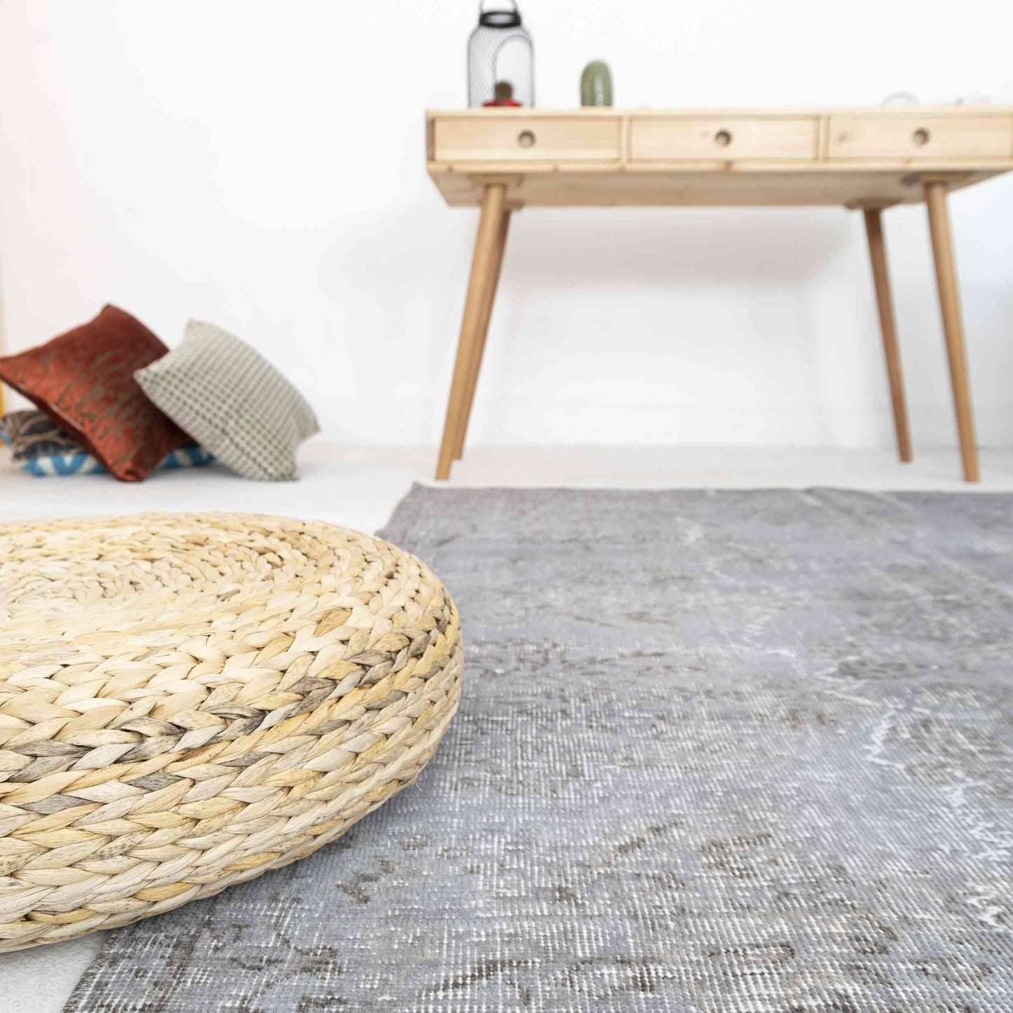 Oriental Rug Vintage Hand Knotted Wool On Cotton 159 x 256 Cm - 5' 3'' x 8' 5'' Grey C008 ER12