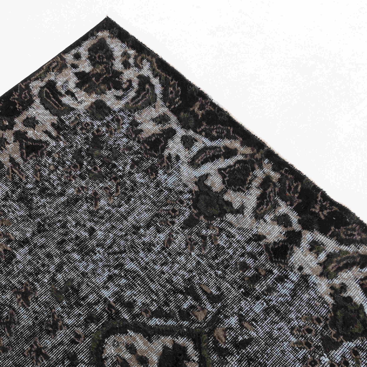 Oriental Rug Vintage Hand Knotted Wool On Cotton 160 x 282 Cm - 5' 3'' x 9' 4'' Black C002 ER12