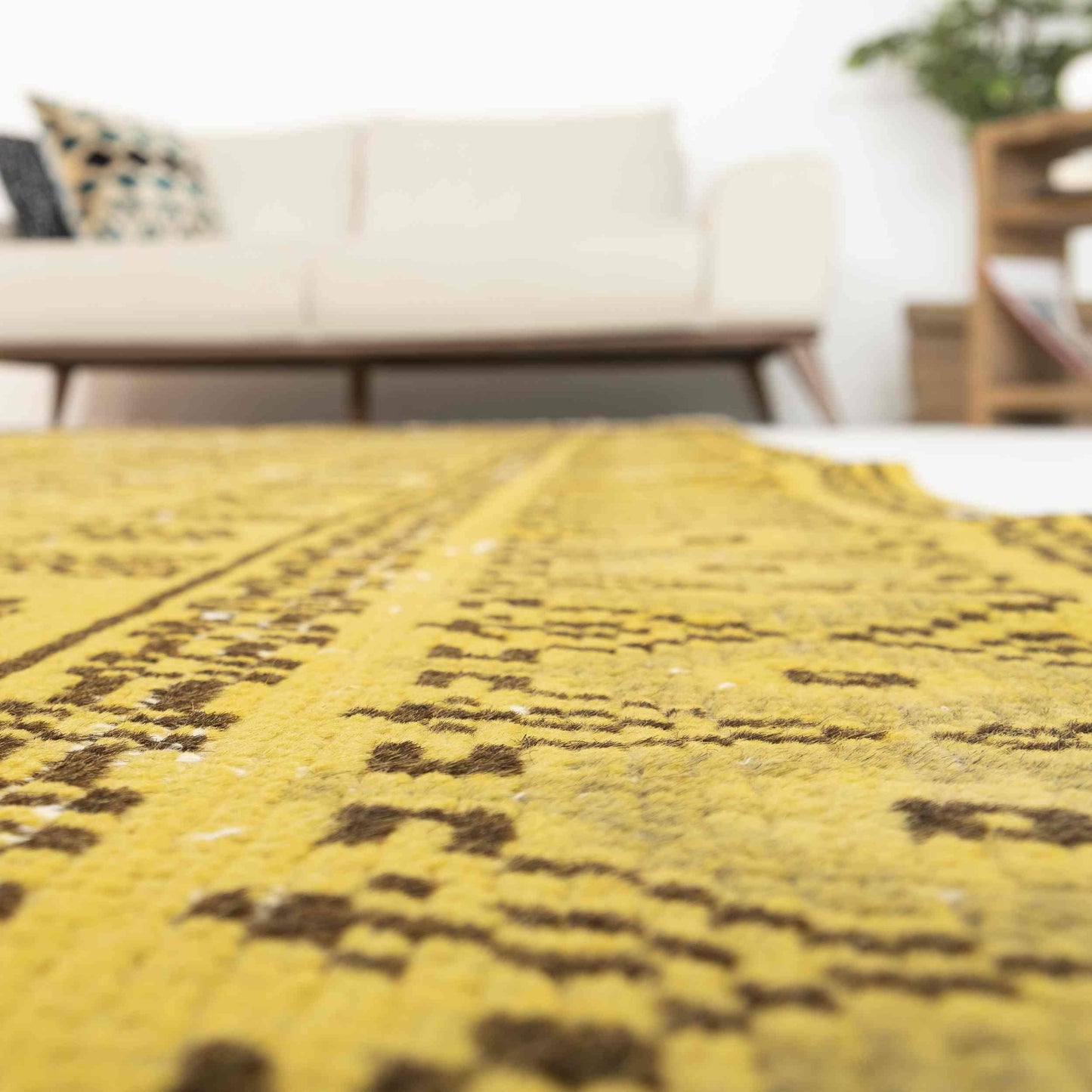 Oriental Rug Vintage Hand Knotted Wool On Cotton 161 x 276 Cm - 5' 4'' x 9' 1'' YEllow C006 ER12