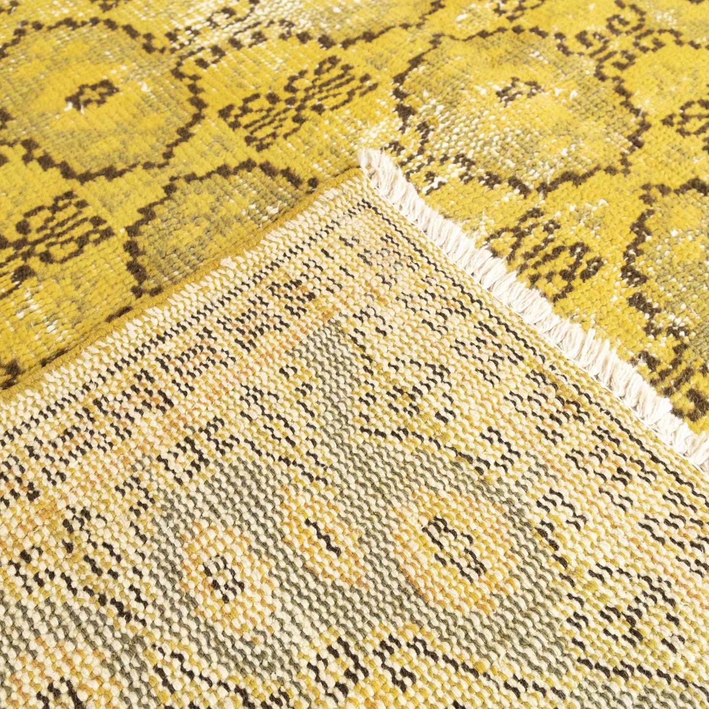 Oriental Rug Vintage Hand Knotted Wool On Cotton 161 x 276 Cm - 5' 4'' x 9' 1'' YEllow C006 ER12