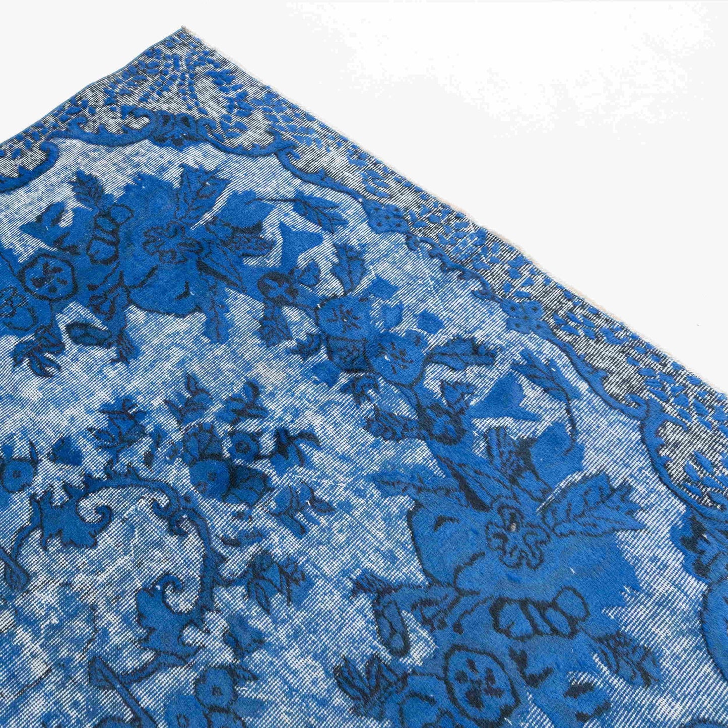 Oriental Rug Vintage Hand Knotted Wool On Cotton 161 x 280 Cm - 5' 6'' x 9' 3'' Blue C010 ER12