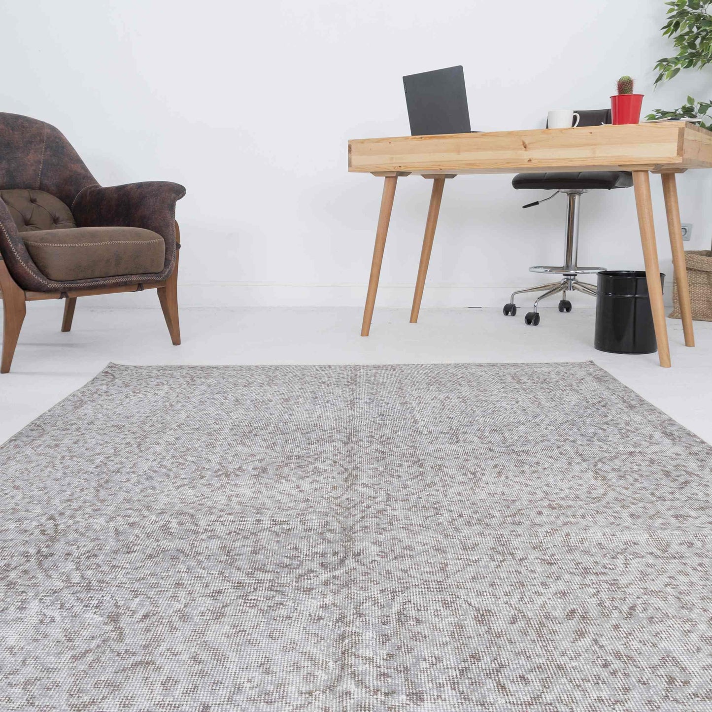 Alfombra oriental vintage anudada a mano de lana sobre algodón 162 x 270 cm - 5' 4'' x 8' 11'' gris C008 ER12