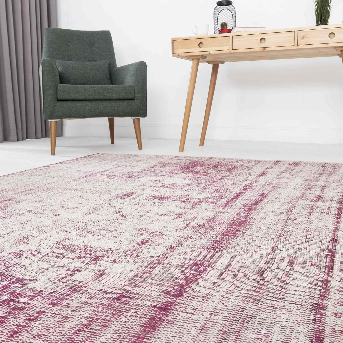 Oriental Rug Vintage Hand Knotted Wool On Cotton 163 x 264 Cm - 5' 5'' x 8' 8'' Lilac C018 ER12