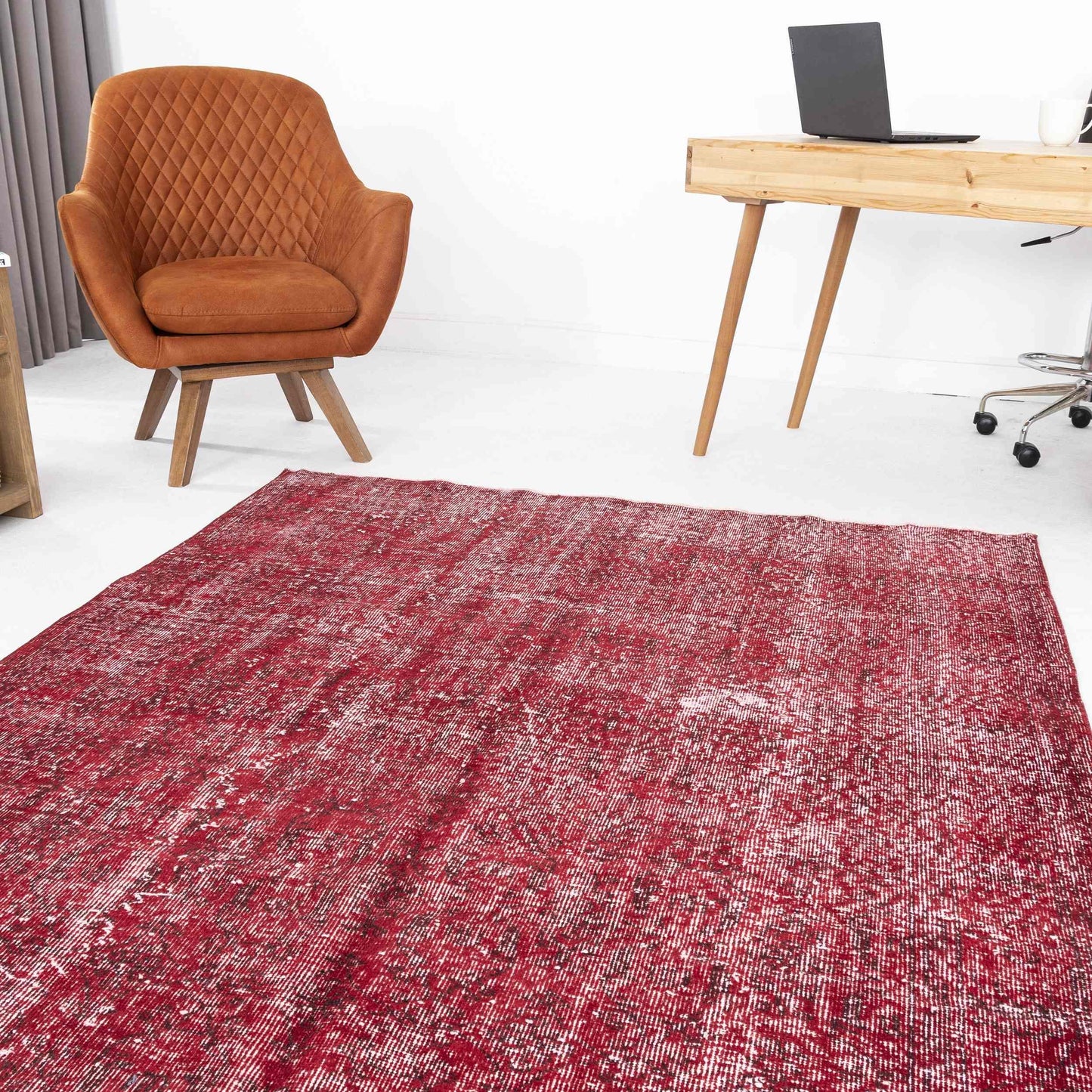 Oriental Rug Vintage Hand Knotted Wool On Cotton 163 x 288 Cm - 5' 5'' x 9' 6'' Red C014 ER12
