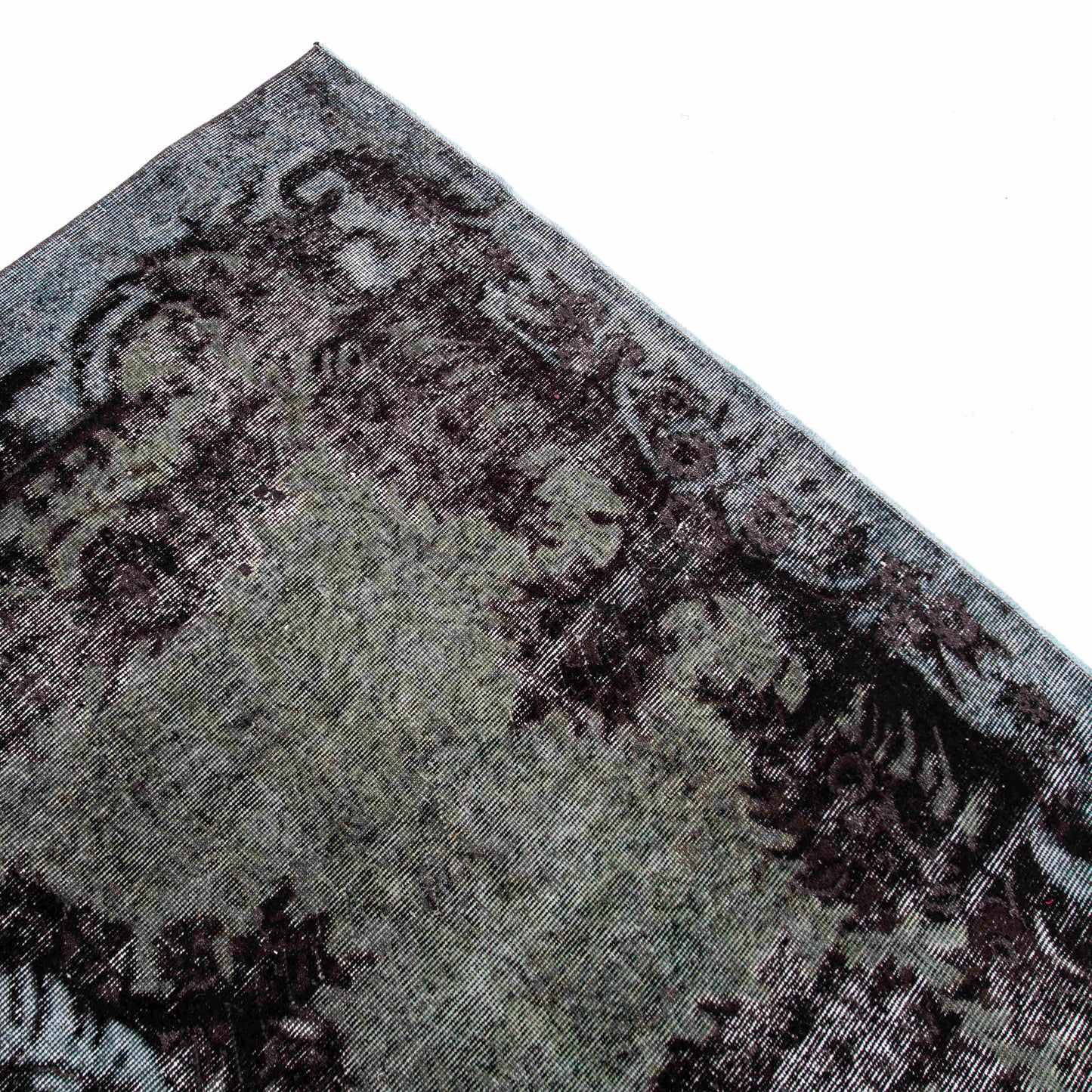 Oriental Rug Vintage Hand Knotted Wool On Cotton 166 x 287 Cm - 5' 6'' x 9' 5'' Black C002 ER12