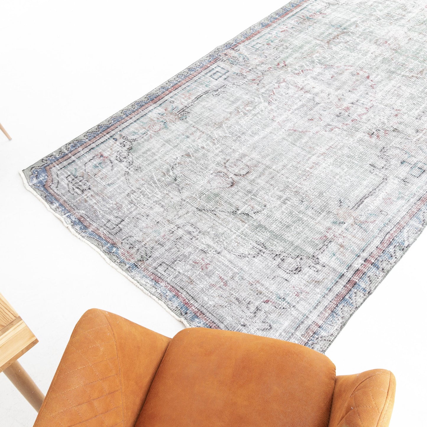 Alfombra oriental vintage anudada a mano de lana sobre algodón 169 x 270 cm - 5' 7'' x 8' 11'' gris C008 ER12