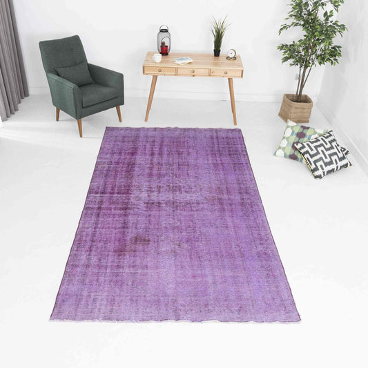Oriental Rug Vintage Hand Knotted Wool On Cotton 169 x 303 Cm - 5' 7'' x 10' Lilac C018 ER12